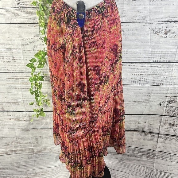 Krazy Kat Skirt size XXL Pink Green Paisley Pleated Sheer Midi Modest Boho - Picture 12 of 13